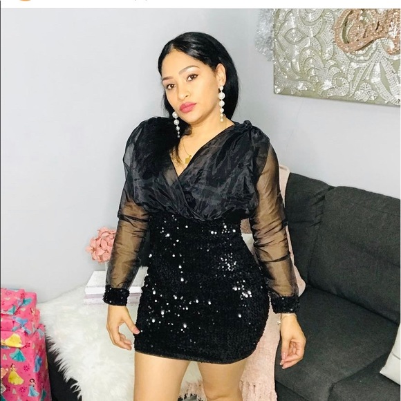 Vestido de fiesta negro/ Black party dress size M - Picture 1 of 2